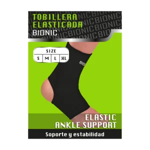 Tobillera BIONIC Elasticada (Negro-Blanco / Par)