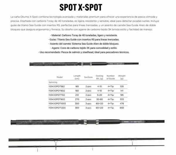 Caña 3,60 OKUMA X-Spot 60-120 g