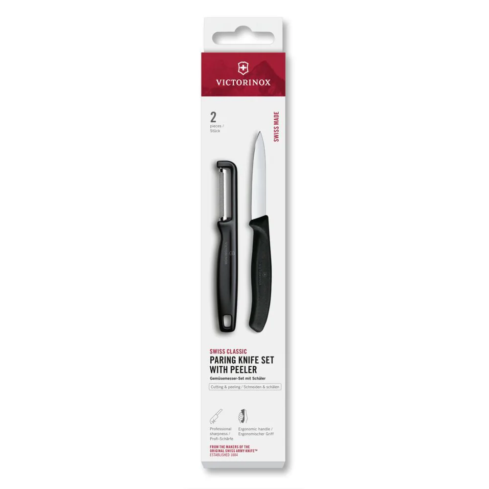 Cuchillo VICTORINOX Puntiagudo Pelador 2 Unidades Nylon Negro