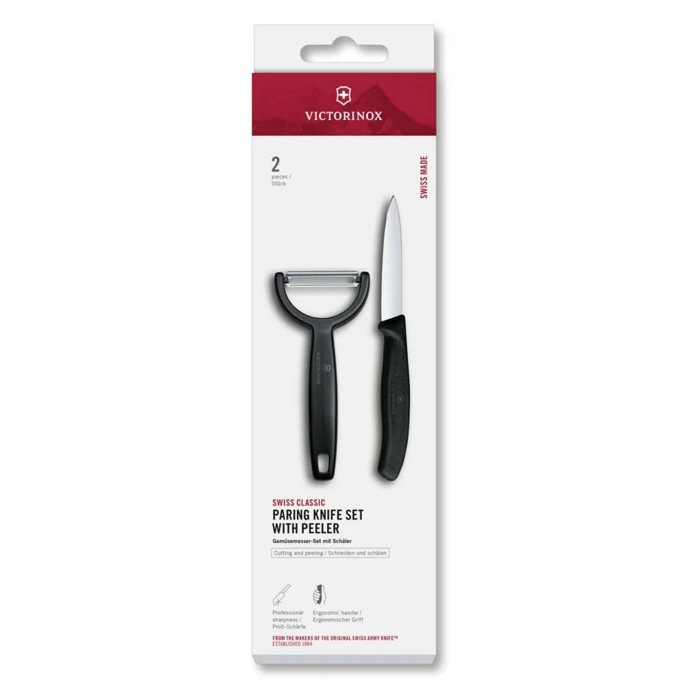 Cuchillo VICTORINOX Puntiagudo Pelador 2 Unidades Nylon Negro