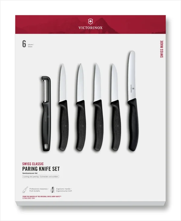 Set VICTORINOX Cuchillos De Verdura Pelador 6 Unidades Negro