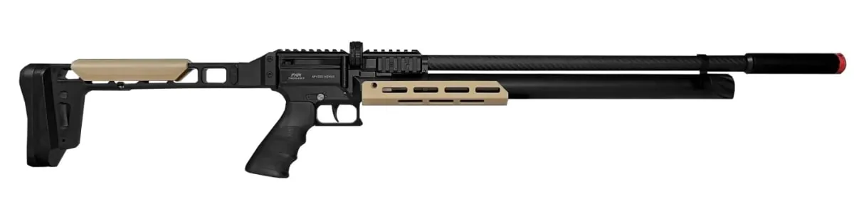 Rifle PCP Artemis AP1000 5,5 mm - perfil completo con culata desplegada
