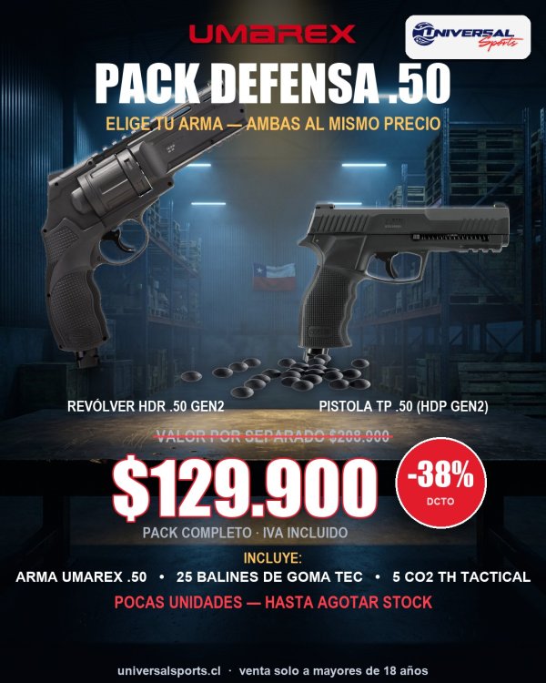 Pack Defensa .50 UMAREX (Revólver HDR o Pistola TP .50)
